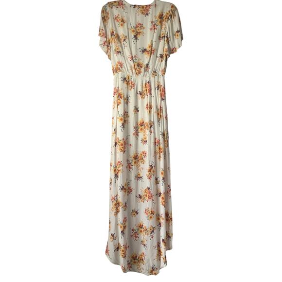 Altar'd State Cream Floral Maxi Dress Faux Wrap Tulip Skirt Size Large - Picture 2 of 16